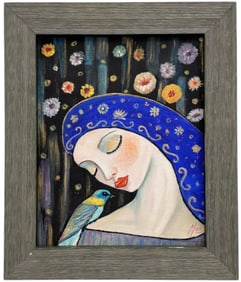 Modernist Portrait Of A Woman And Bird