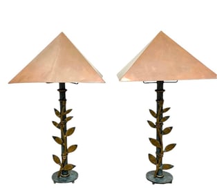 Pair Of Signed Mario Villa Vine Lamps