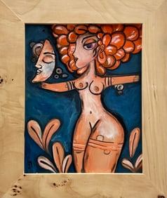 Latin American School Modernist Nude With Moon