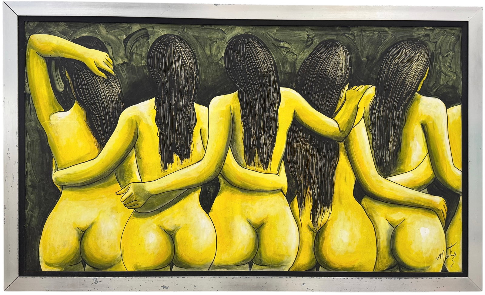 RAFAEL MARTÍNEZ-ROSTRO (20th c, Dominican Republic) Nudes, Large: Oil on canvas 64 3/4 x 39 in (framed)