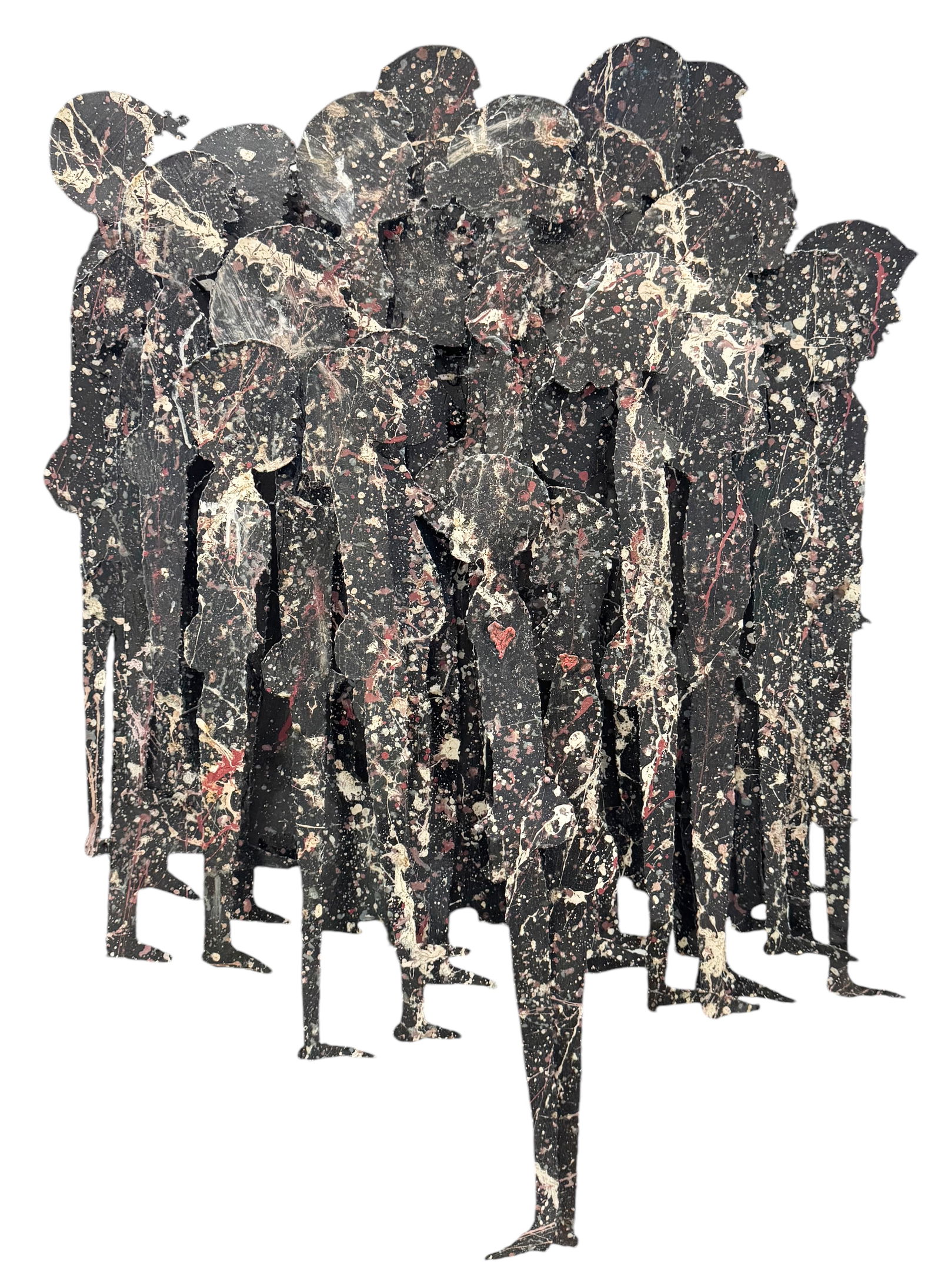 Large Vintage 3D Painted Modernist Metal Wall Sculpture Of Figures (1 of 7)