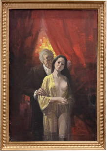 WILLIAM FREDERICK FOSTER (1883-1953, American) Important California Illustrator: Oil on canvas 30 x 20 in, 34 x 24 in (framed) Born in Cincinnati, Ohio, William Foster became a noted figure painter and illustrator, living the last twenty-one years of his career in Los Angeles, Cal