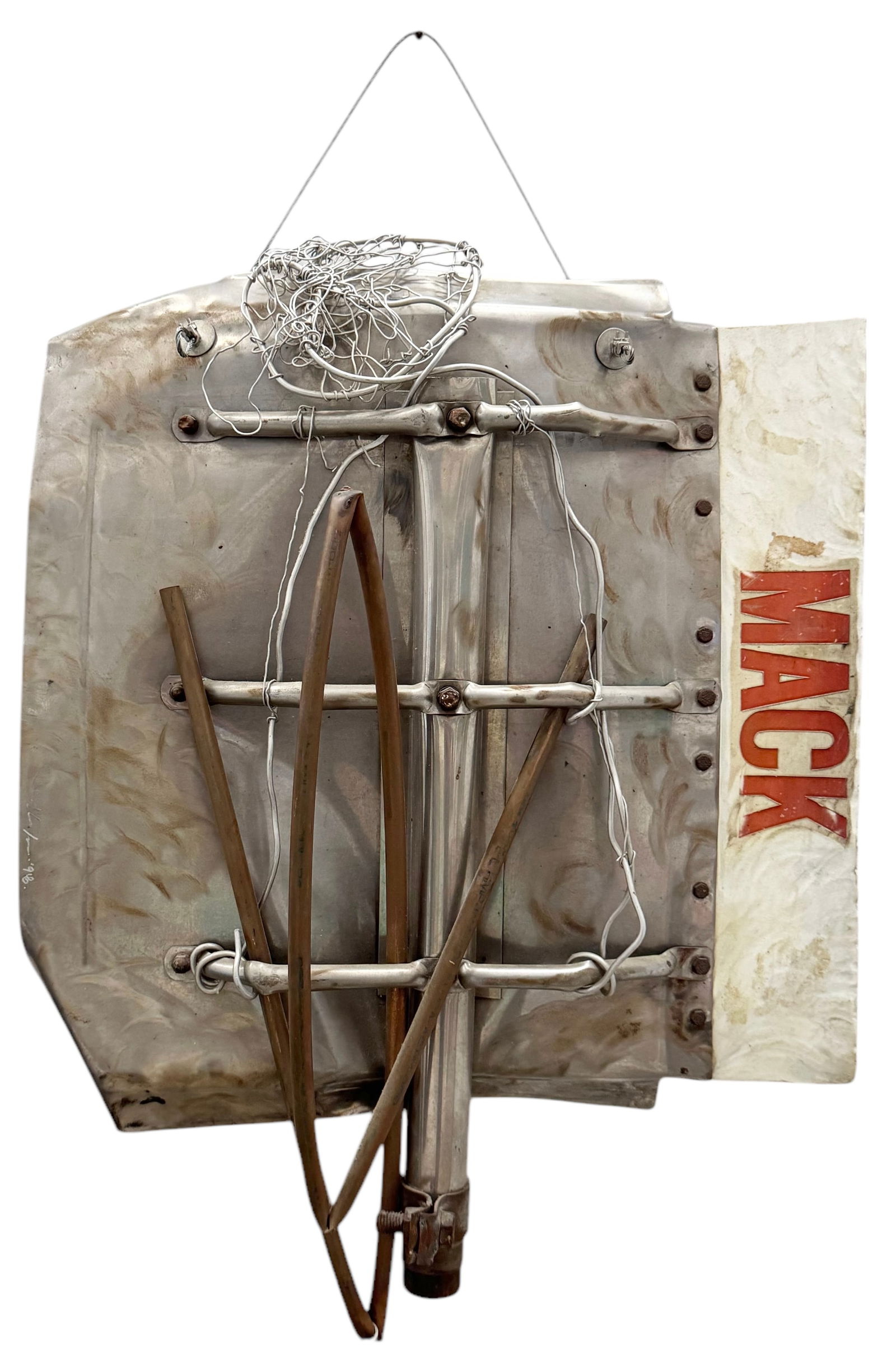 Vintage Mixed Metal Industrial Assemblage Hanging Metal Signed Wall Sculpture (1 of 3)