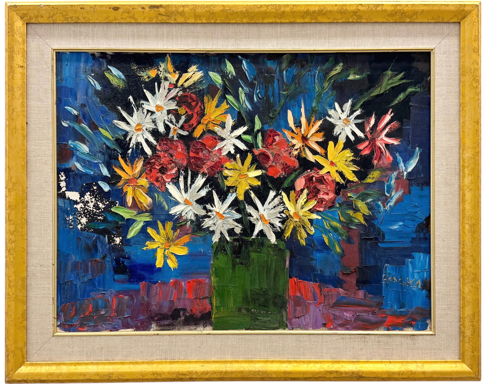 BOB COHEN (20th c, American) Modernist Still Life Of Flowers, Heavy Impasto 1971 (1 of 4)