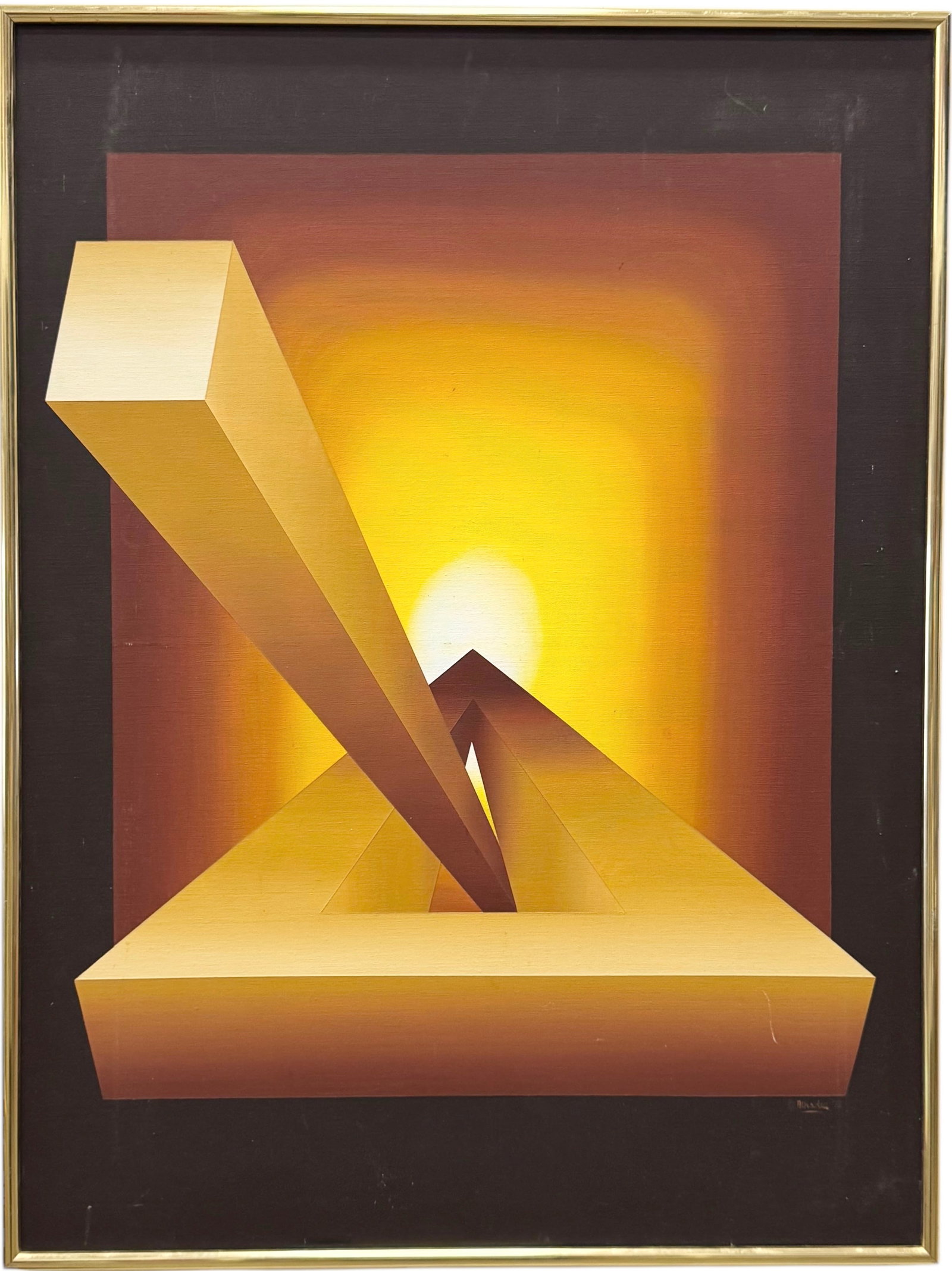 GRACE ALHADES SHERMAN (20th c, American) Op Art Abstract: Oil on canvas 40 x 30 in