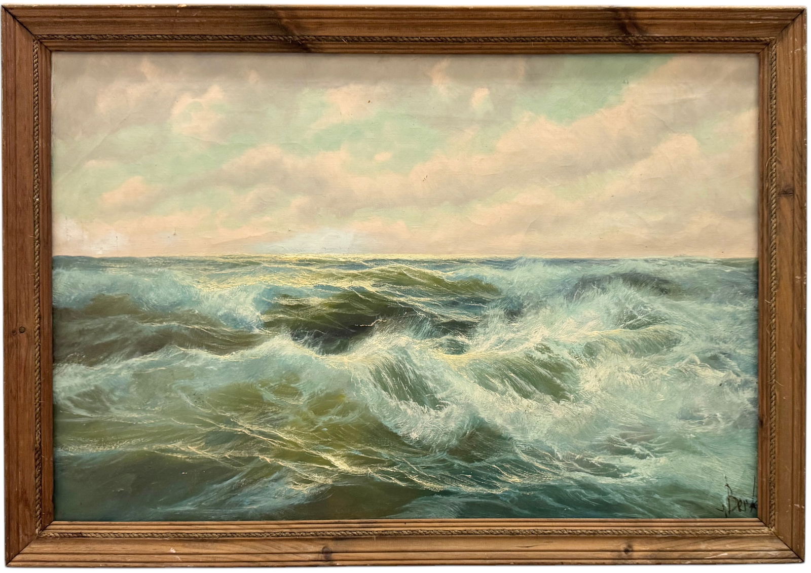 Early 20th Century American School Luminist Seascape Painting Of Rough Sea (1 of 4)