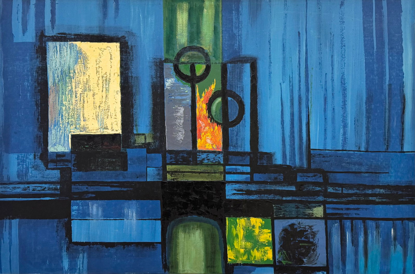 Monumental Vintage American School Abstract Painting 60" x 40" (1 of 2)