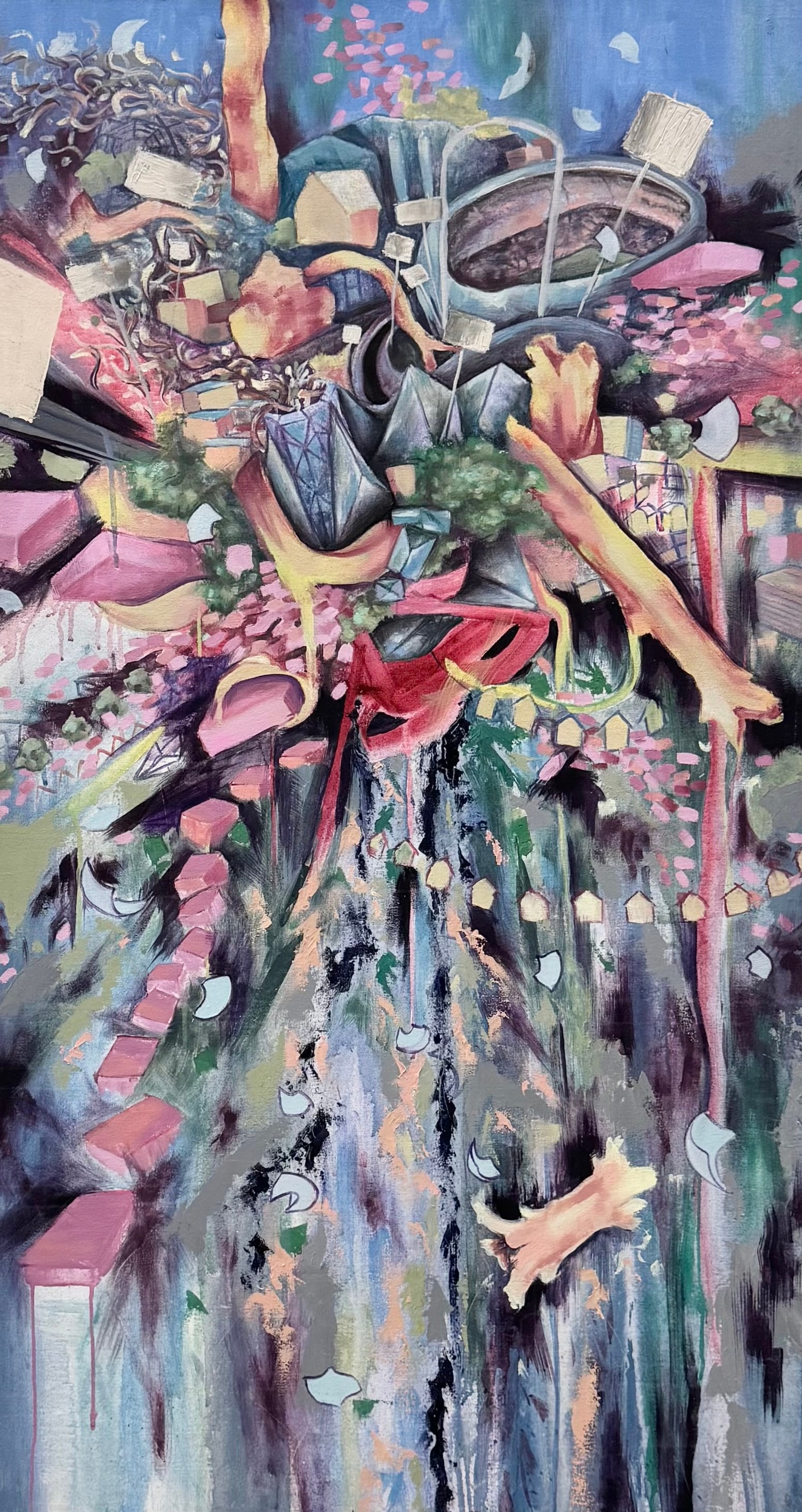 MICHAEL ROLLINS (20th c, UK) Large Contemporary Abstract Painting 54.5" (1 of 3)