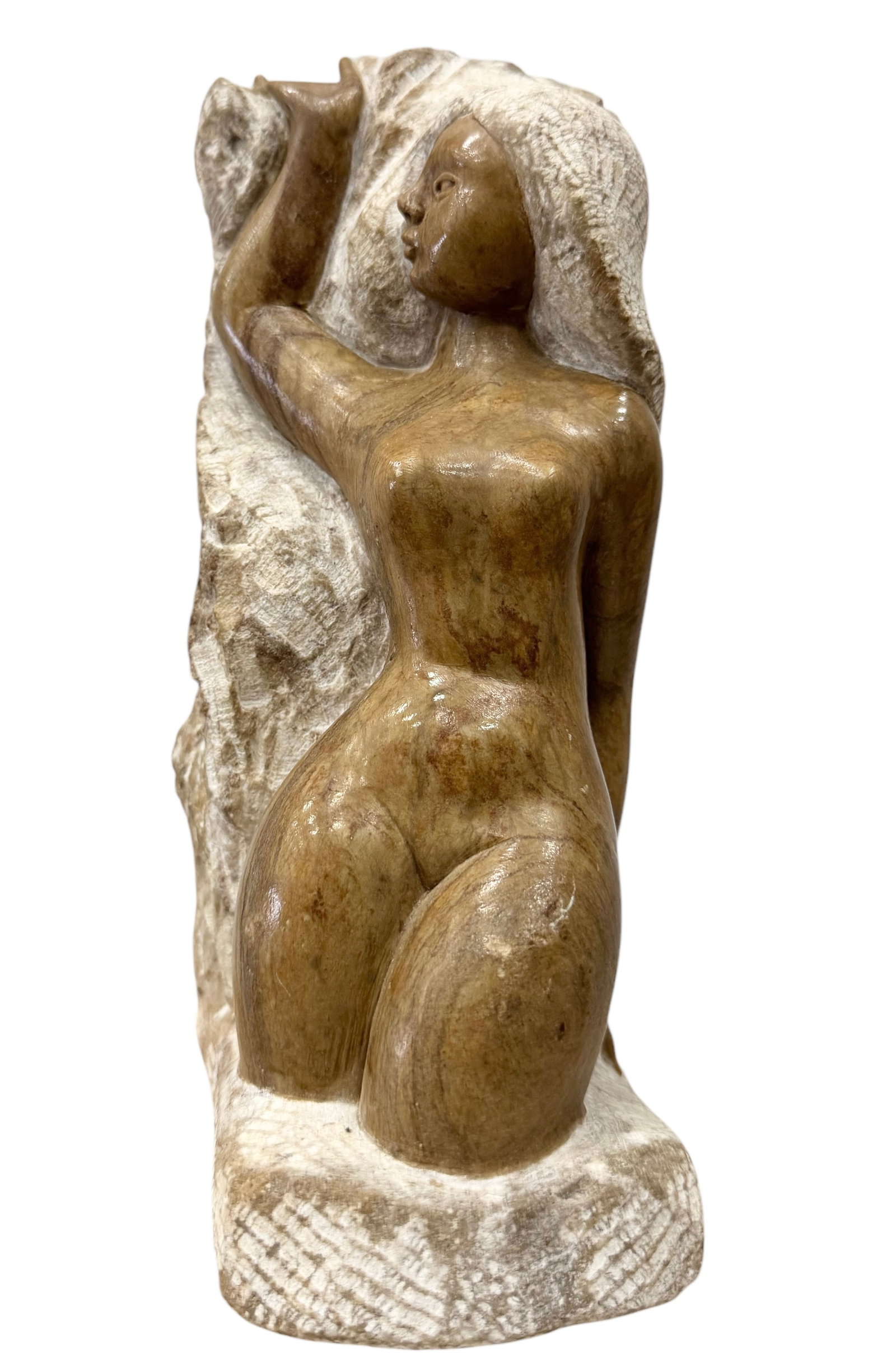 ANNY IBANEZ Carved Nude Stone Sculpture 9": 9 x 4 x 3.5 in