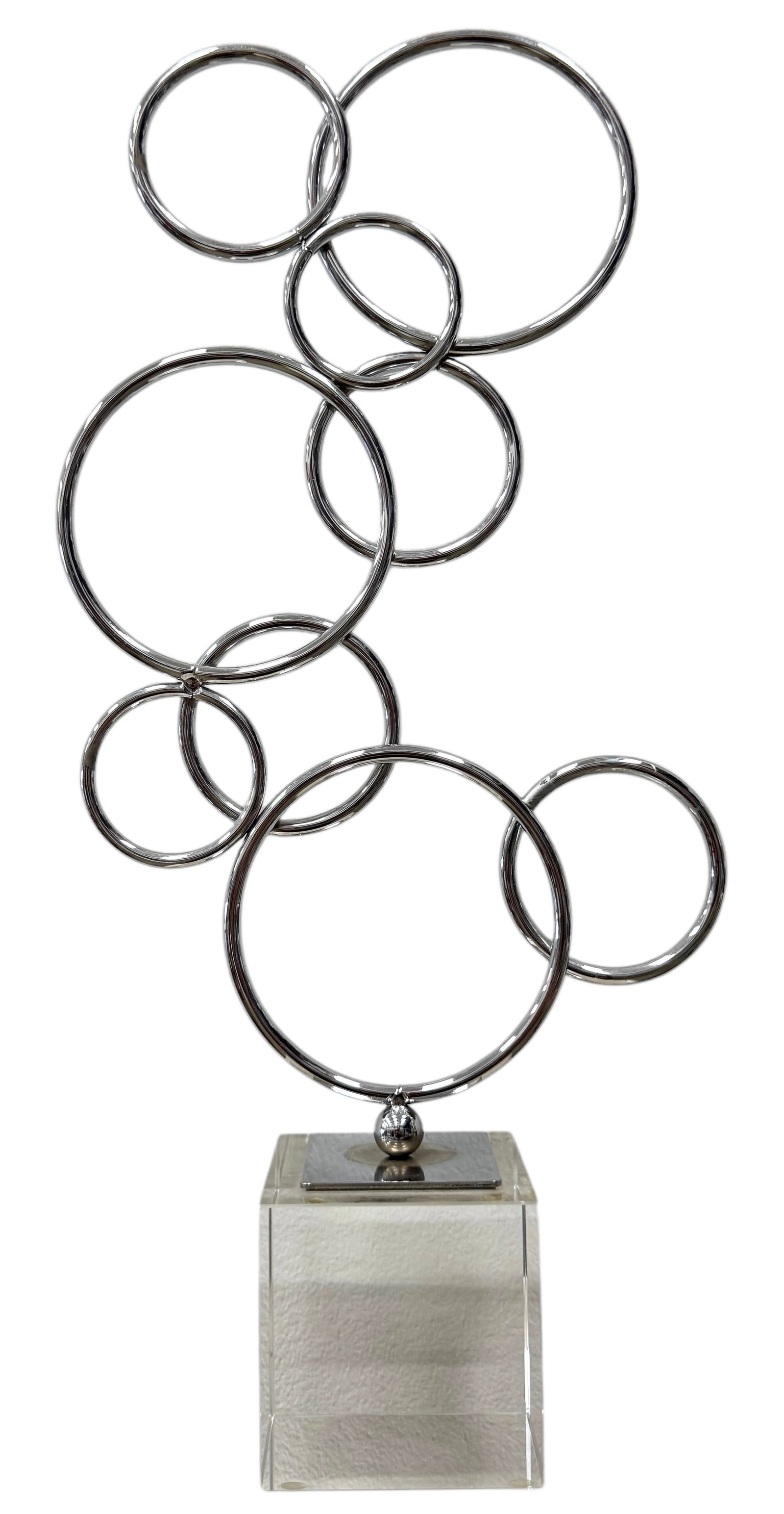 Contemporary Metal Abstract Sculpture: 17.5 x 8 x 3 1/4 in