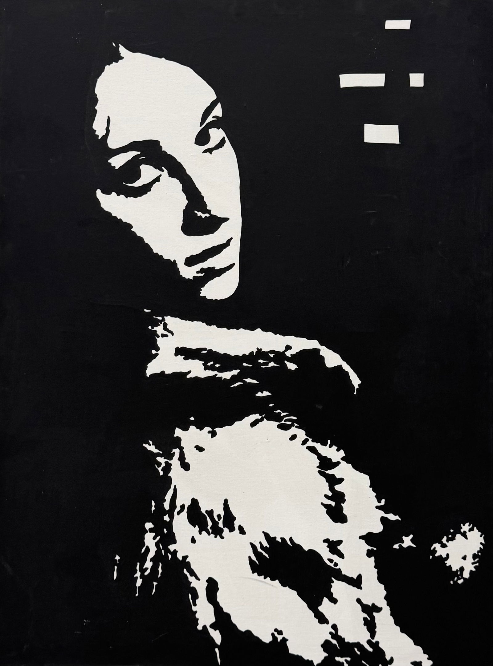 Mid-Century Modern Black & White Abstract Signed S. SOLOMON (1 of 2)