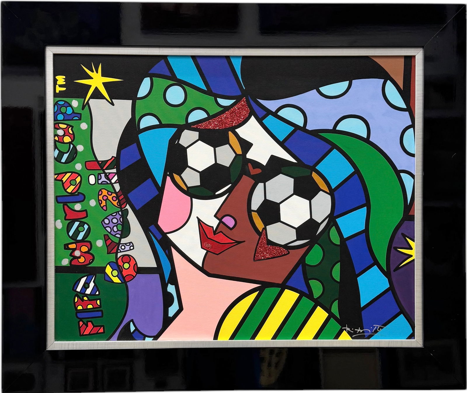 ROMERO BRITTO "I See Football" Hand Signed Screenprint Canvas Brazil FIFA World Cup (1 of 8)