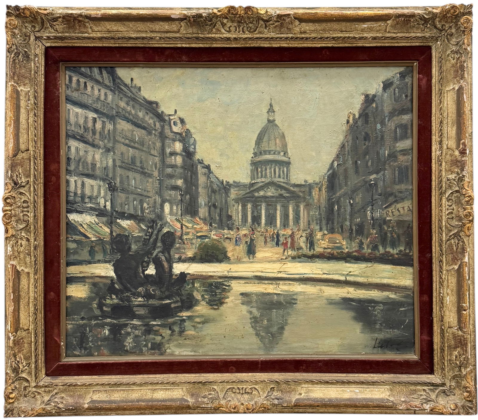 Early 20th Century French School Paris Pantheon Scene Signed (1 of 4)