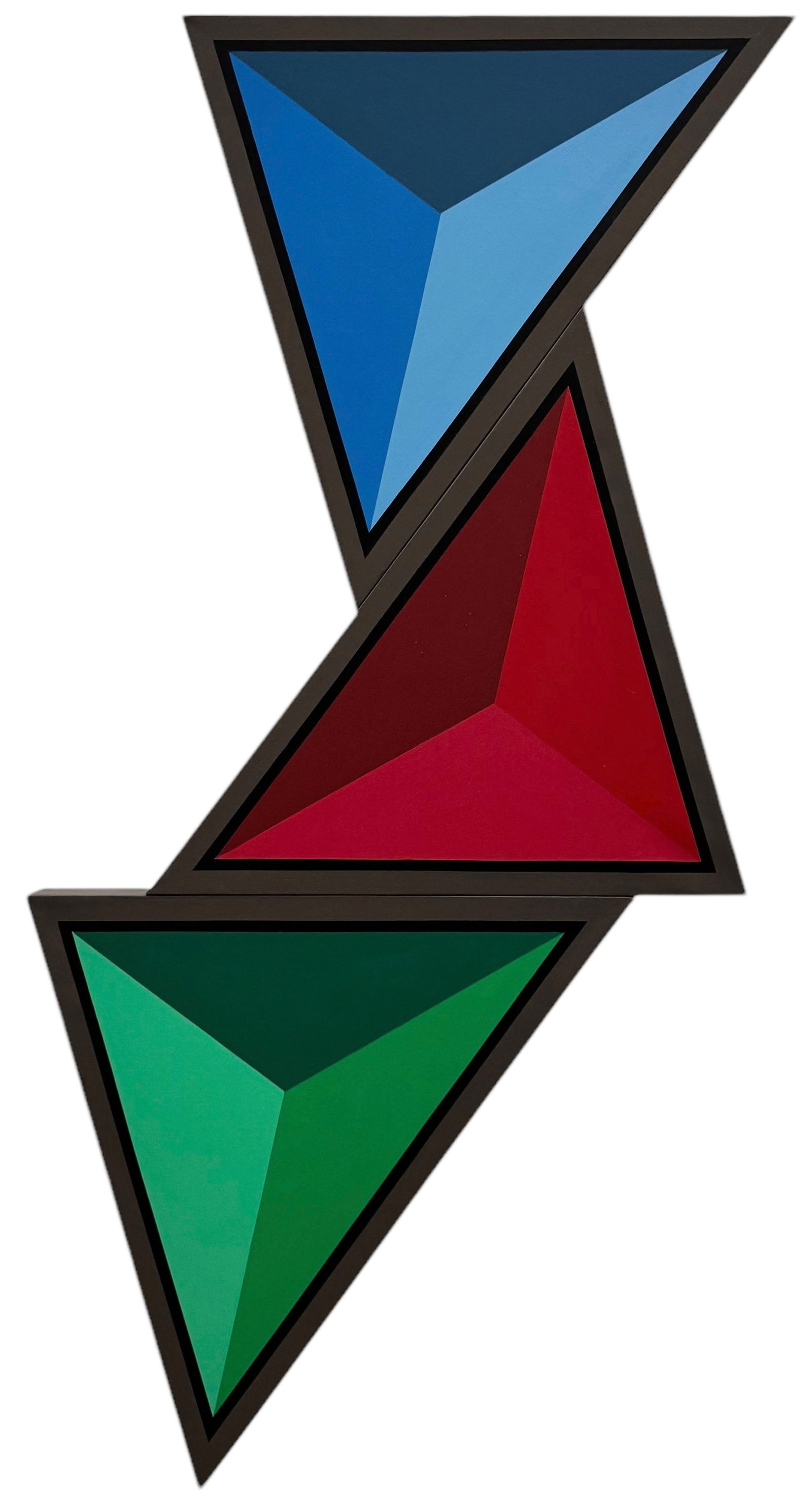 Vintage 1980's Geometric Triangular Abstract On Formed Canvas Signed 61 1/4" (1 of 5)