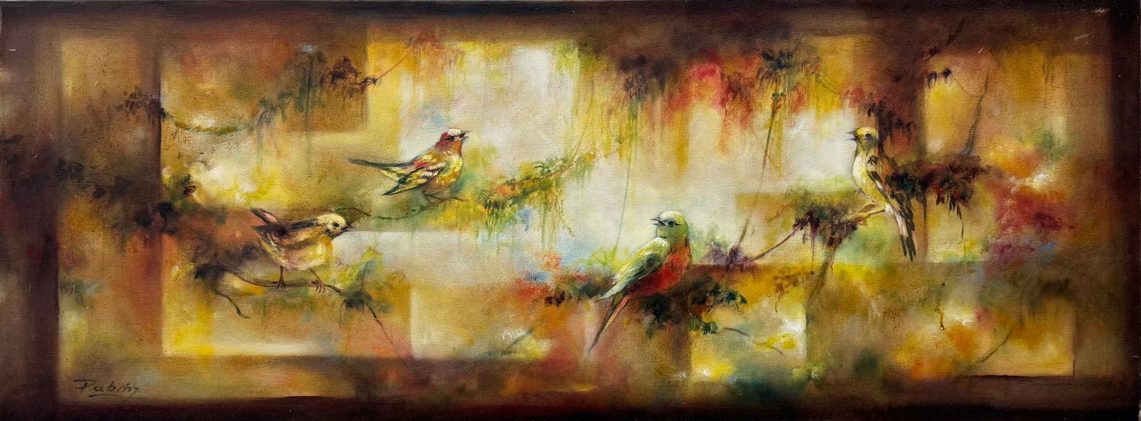 Vintage Latin American School Abstract With Birds 51" (1 of 3)