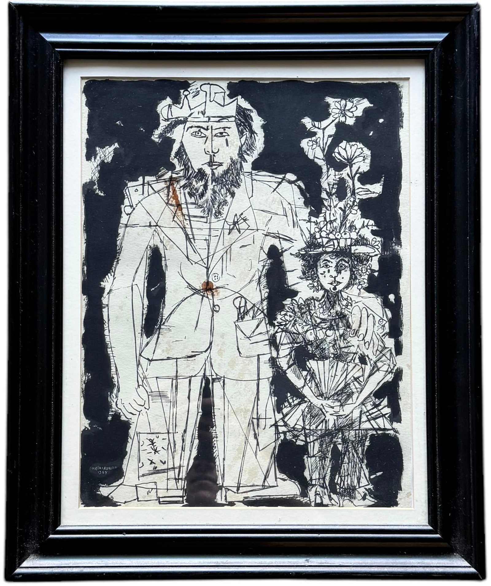 René Portocarrero (20th c, Cuban) Nicely Framed Lithograph: 16 x 10 in