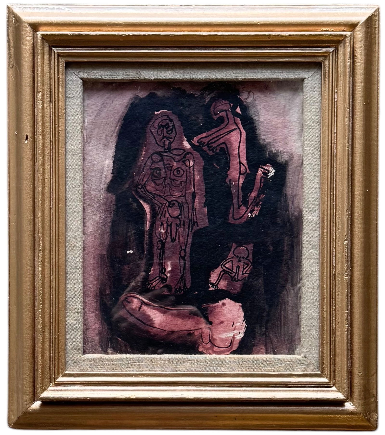 Vintage Nicely Framed Phallic Abstract Watercolor (1 of 2)