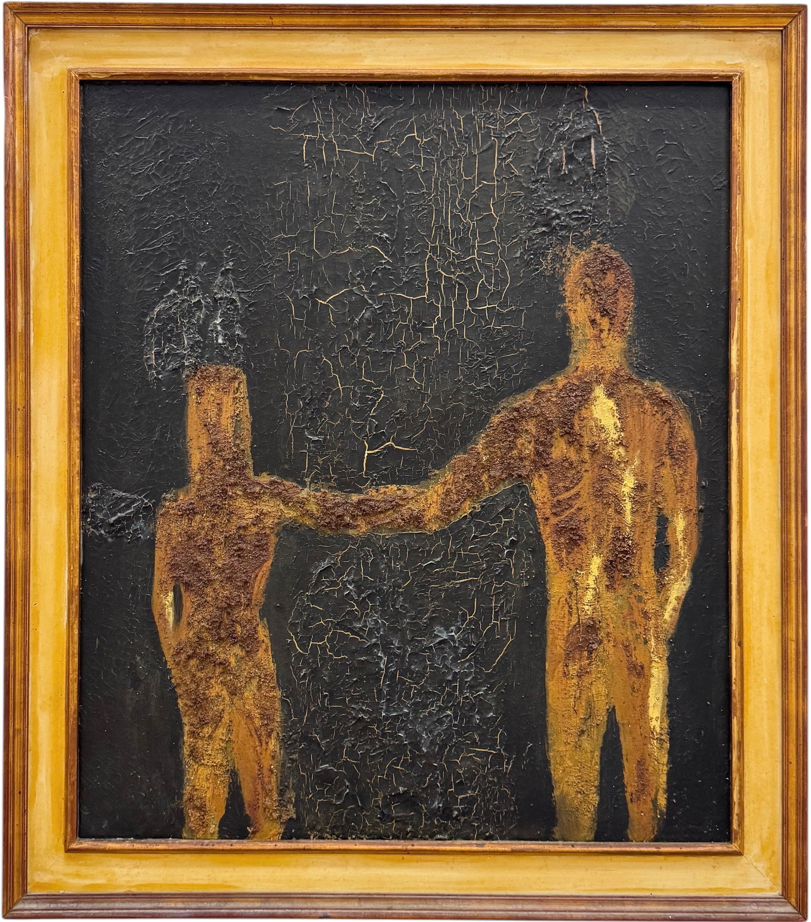 Nicely Framed Mid-Century Modern Texturized Abstract With Figures (1 of 4)