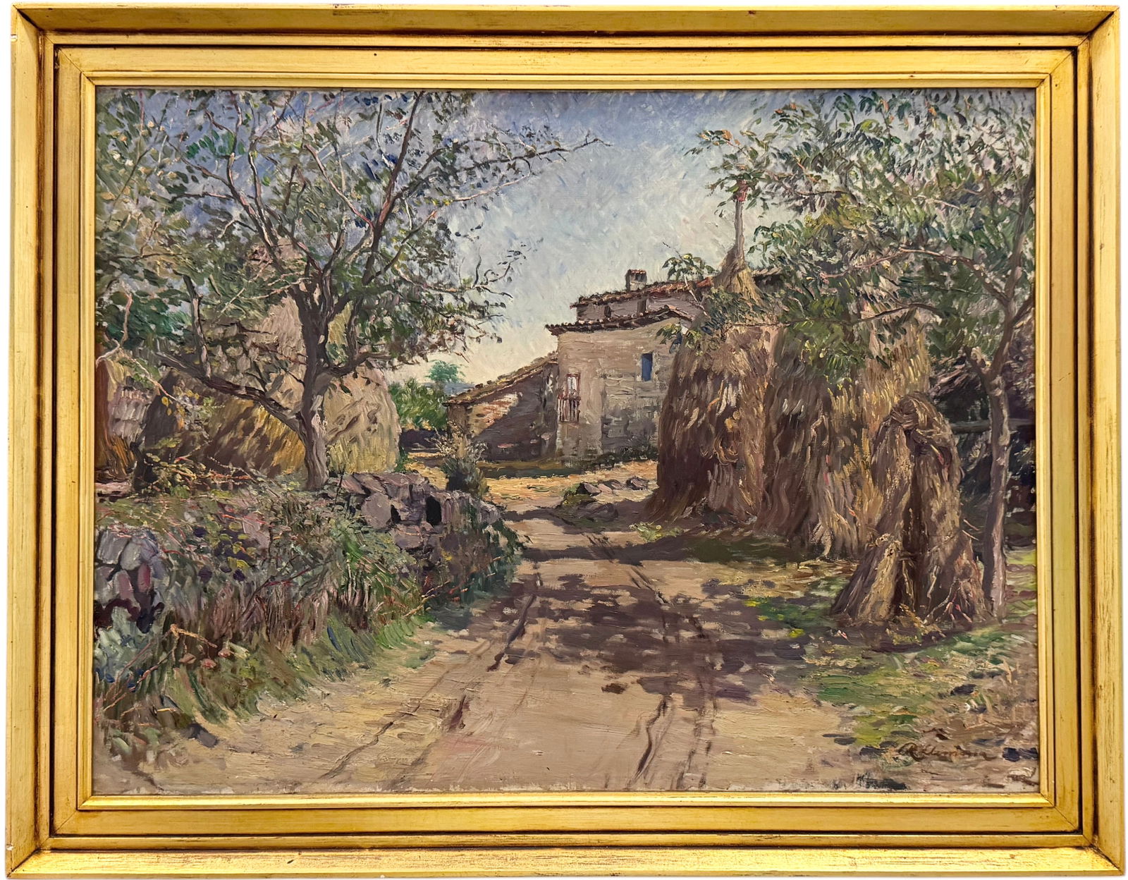 Nicely Framed European School Impressionist Landscape Oil On Canvas Signed (1 of 3)