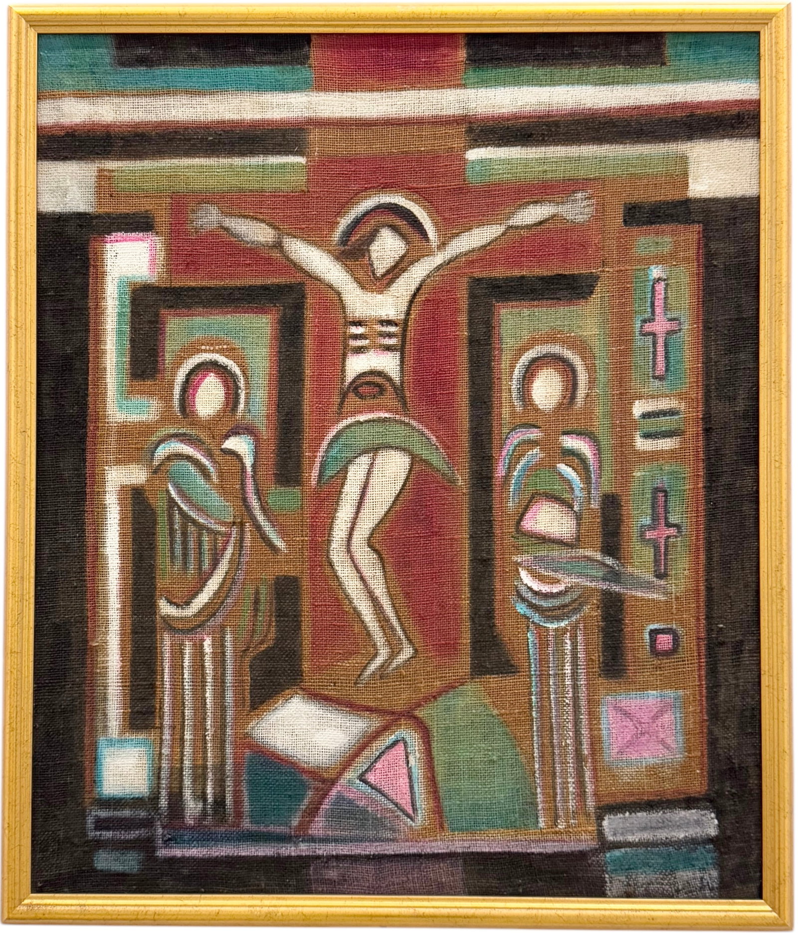 GEORGETA GIGI ARAMESCU (1910-1994, Romanian American) Cubist Christ: Oil on canvas 31.5 x 26.5 in, 33.5 x 28.5 in (framed)