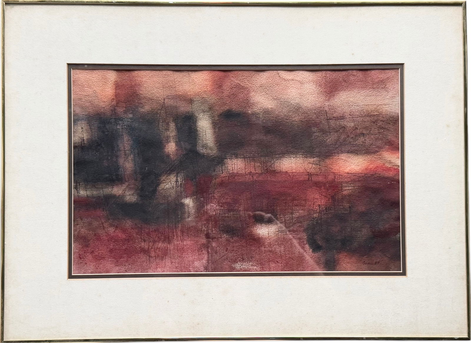 OLGA SEARS (1906-1980, American) Abstract Harbor Scene, Massachusetts Artist (1 of 3)