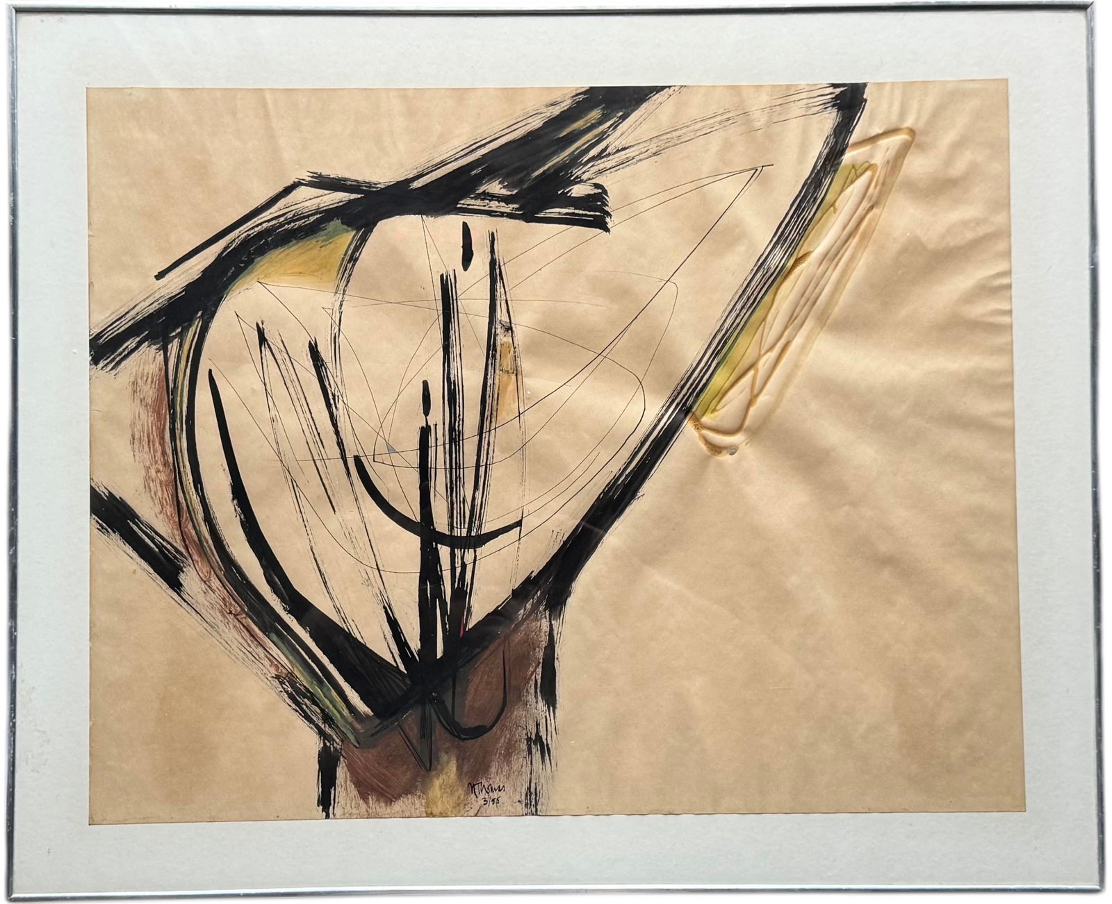 Nicely Framed Mid-Century Modern American School Abstract Signed & Dated 1955 (1 of 3)