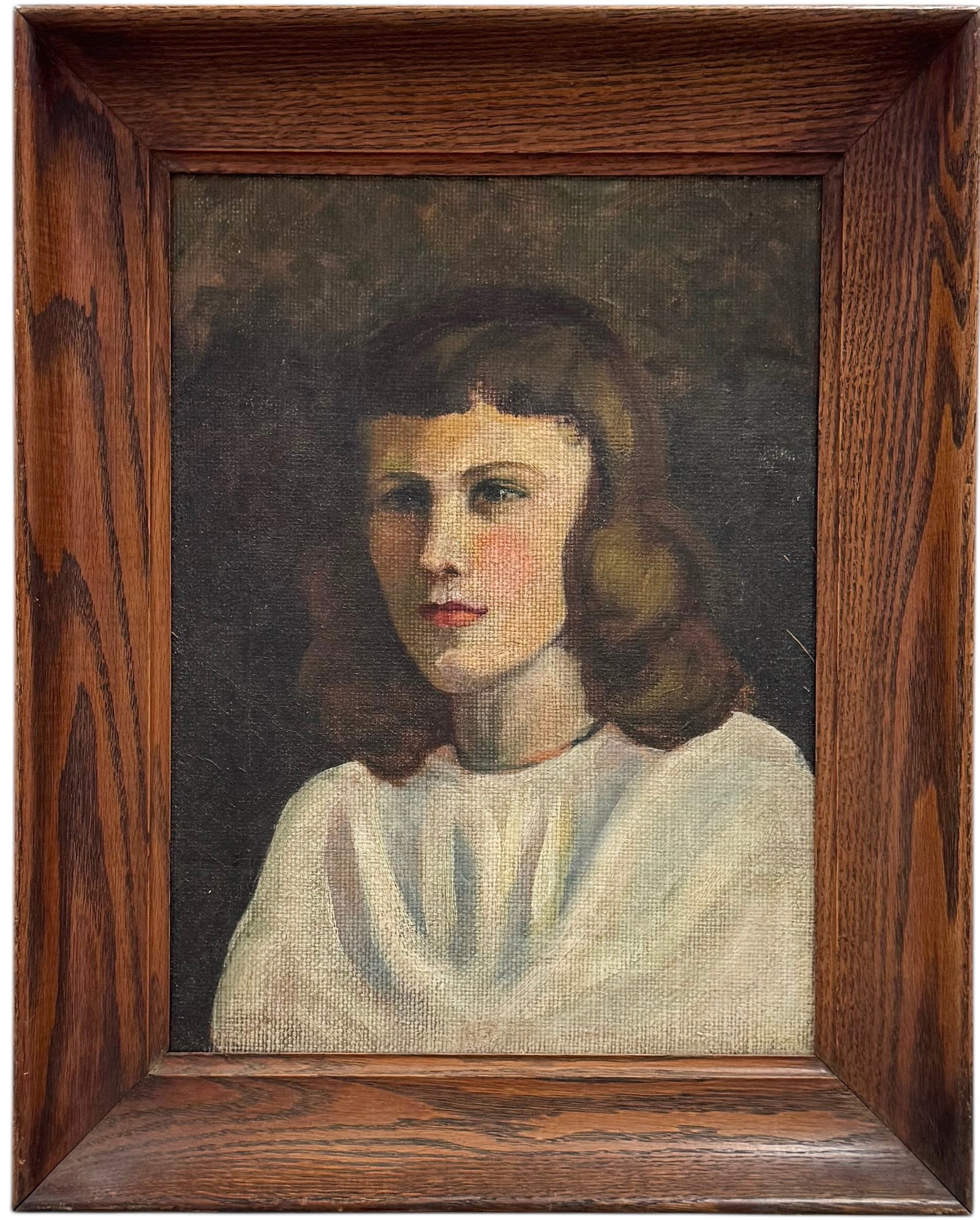 Early 20th Century American School Modernist Portrait Of A Girl: Oil on canvas 16 x 12 in, 20.5 x 16.5 in (framed)