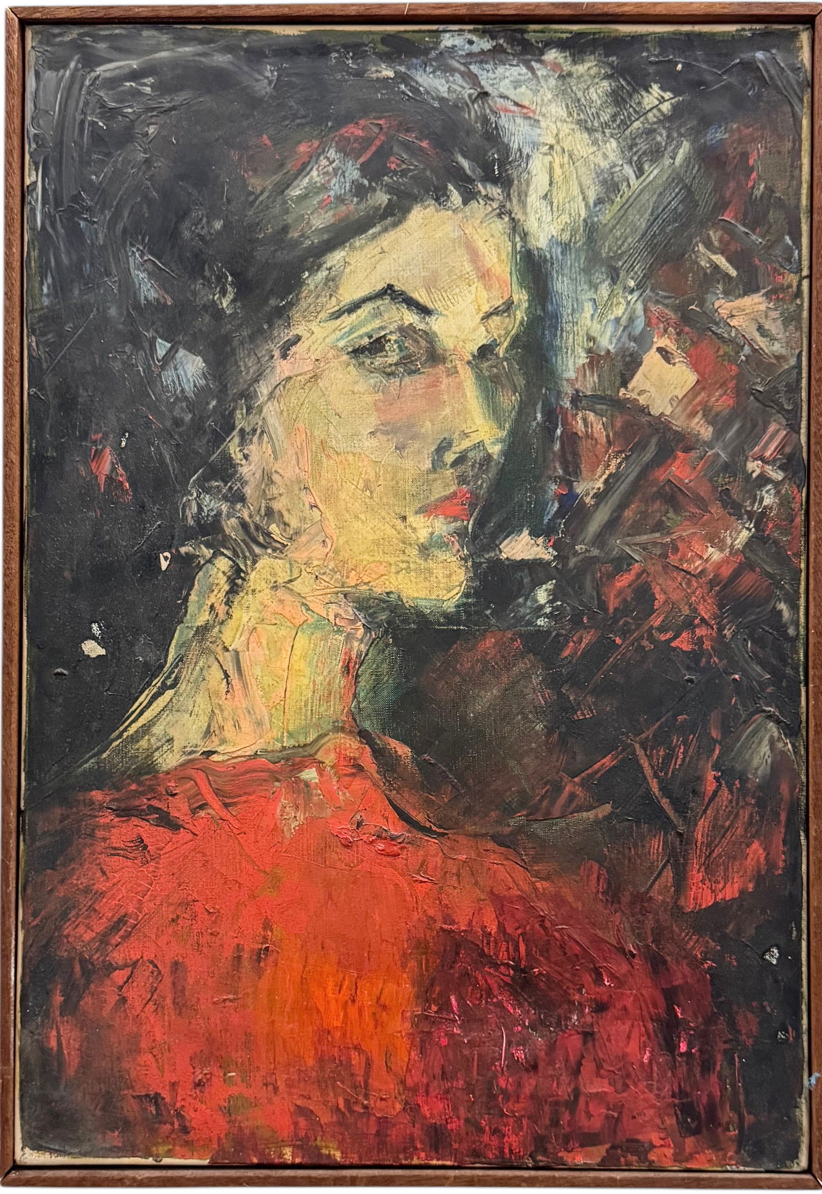 Mid-Century European School Modernist Portrait Of A Woman Heavy Impasto (1 of 2)