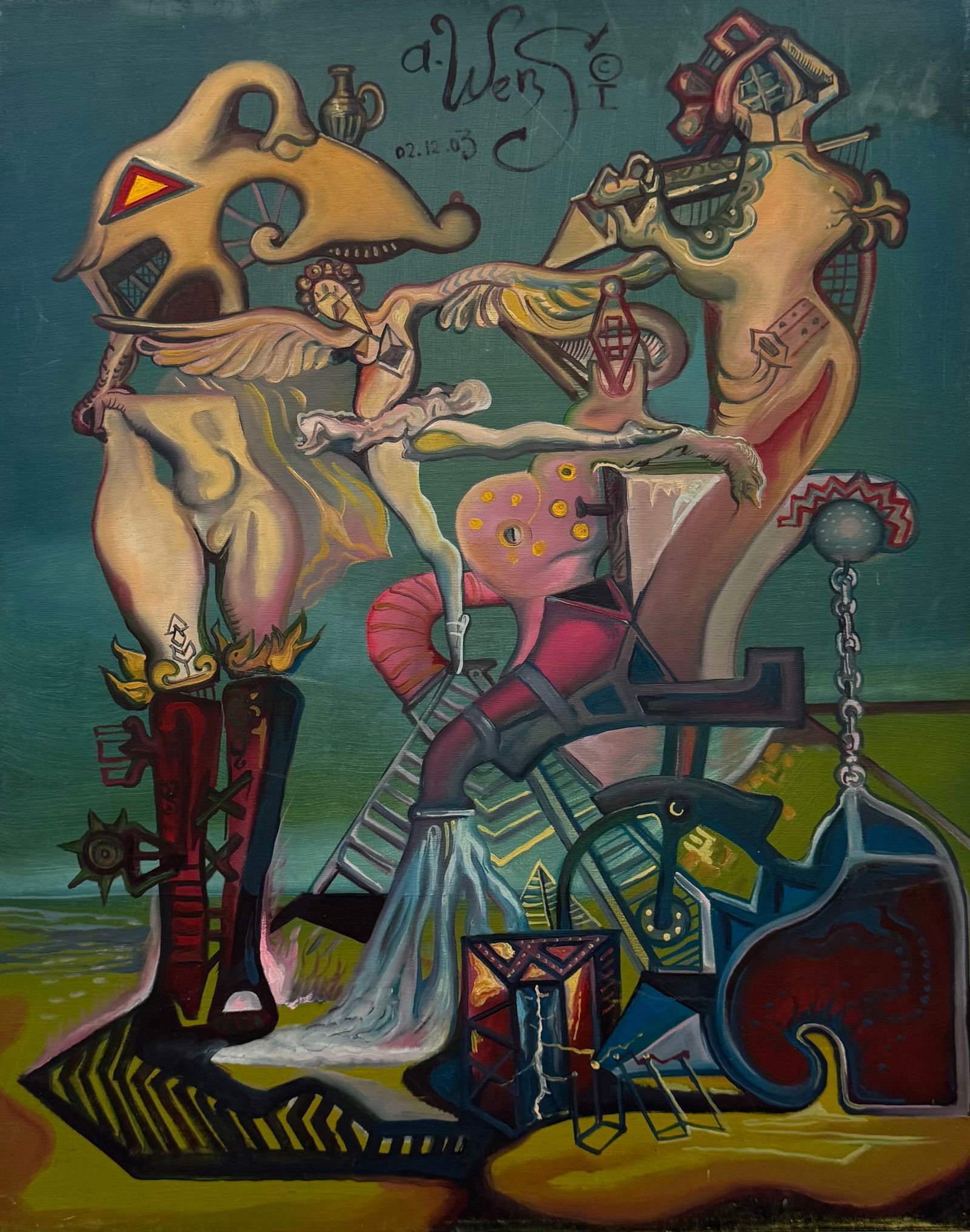 ANRIKO WENSI (20th c, Florida) Surrealist Abstract (1 of 4)