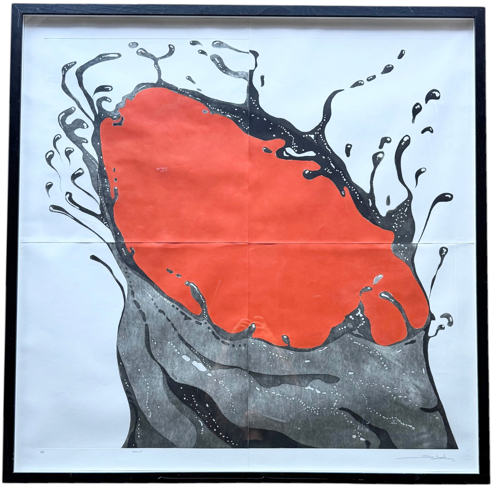 GILBERTO SALVADOR Large Contemporary Framed Limited Edition Print 53" x 53" (1 of 2)