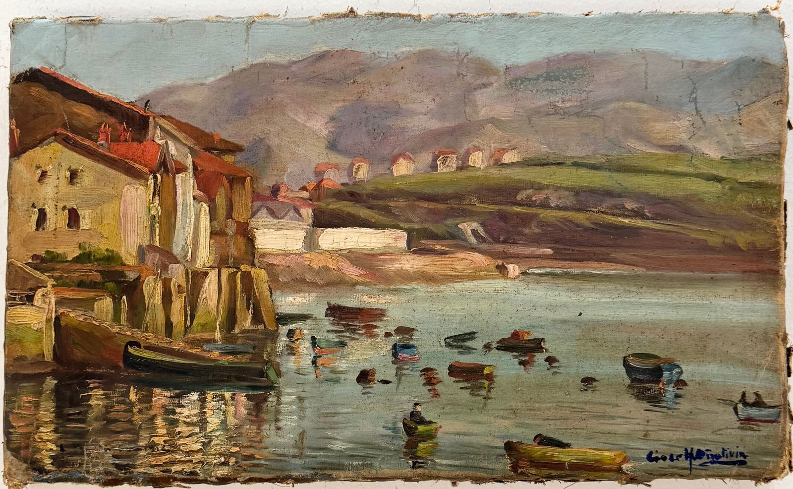 South American Impressionist Mountain Lake Landscape Oil On Canvas (1 of 3)