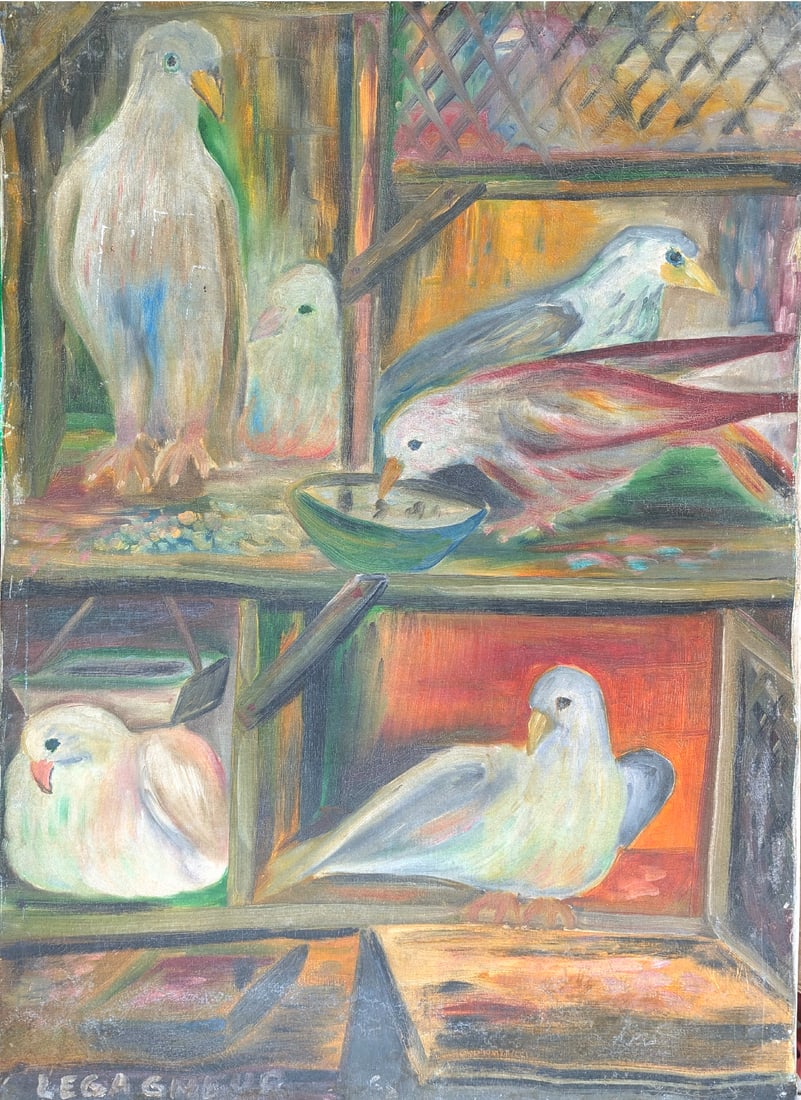 Attributed Jean Claude Legagneur (20th c, Haitian), Early Work Oil On Canvas (1 of 4)