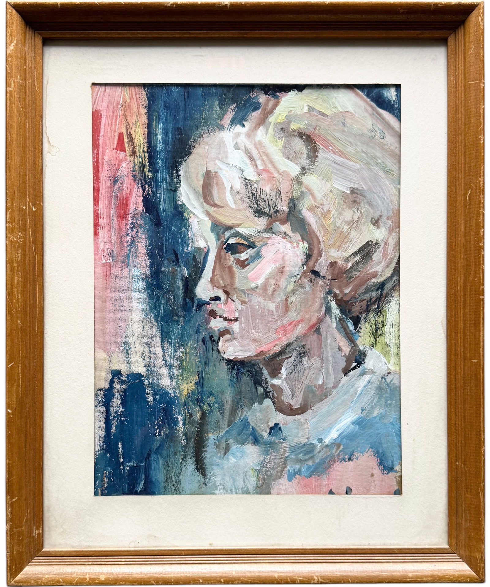 Mid-Century American School Modernist Portrait Of A Woman Heavy Impasto (1 of 2)