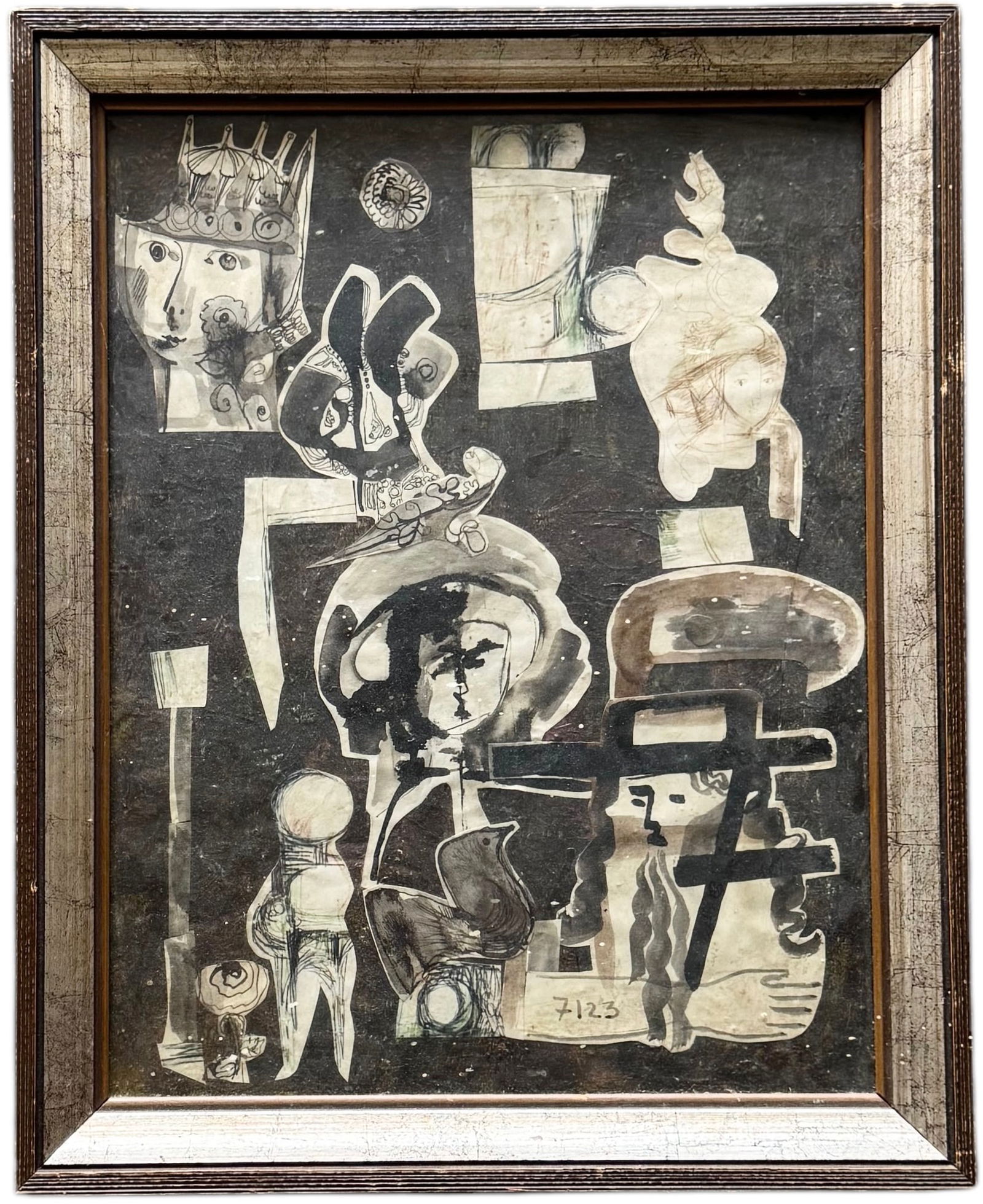 Mid-Century Modern Abstract Collage Jewish Motif (1 of 3)