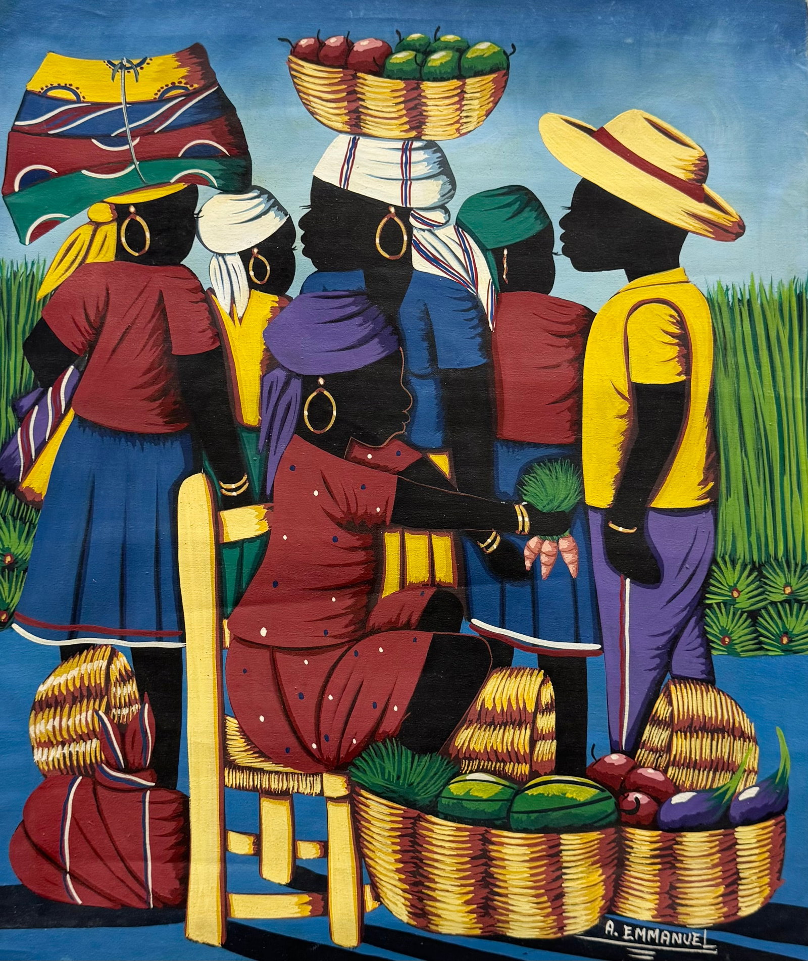 A. EMMANUEL (20th c, Haitian): Oil on canvas 20 x 24 in