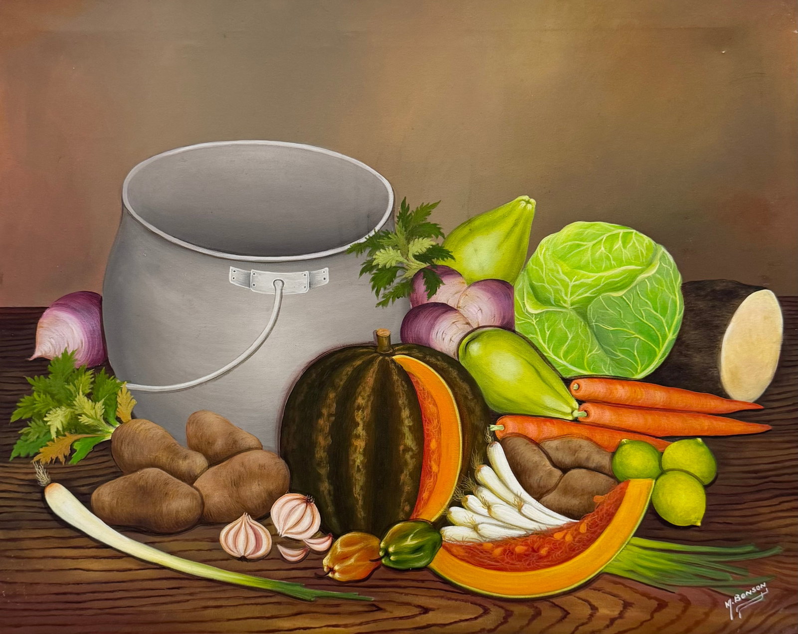 MYRTIL BENSON (20th c, Haitian) Still Life: Oil on canvas 24 x 30 in