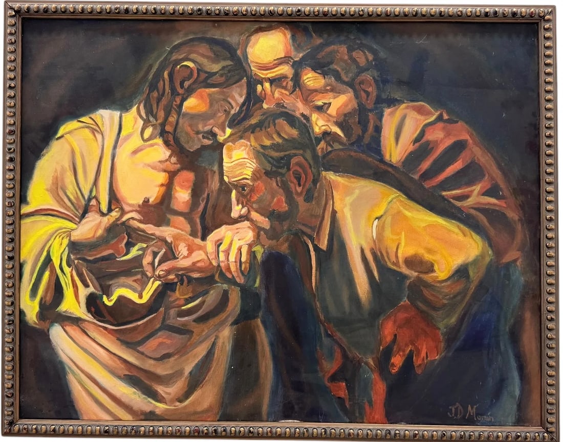 JD MORAN 20th c Latin American School, Incredulity Of Thomas (1 of 3)