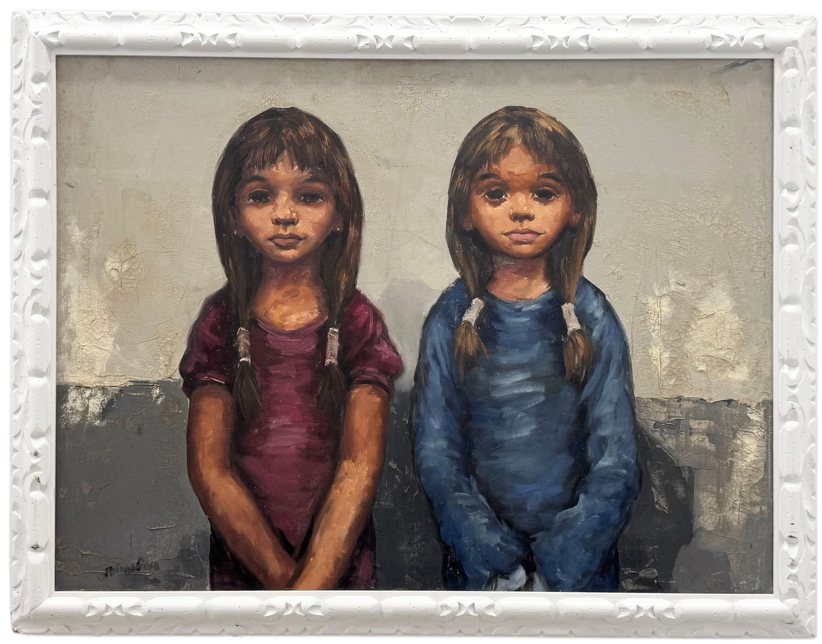 Mid-Century Modern Spanish School Modernist Double Portrait Signed (1 of 3)