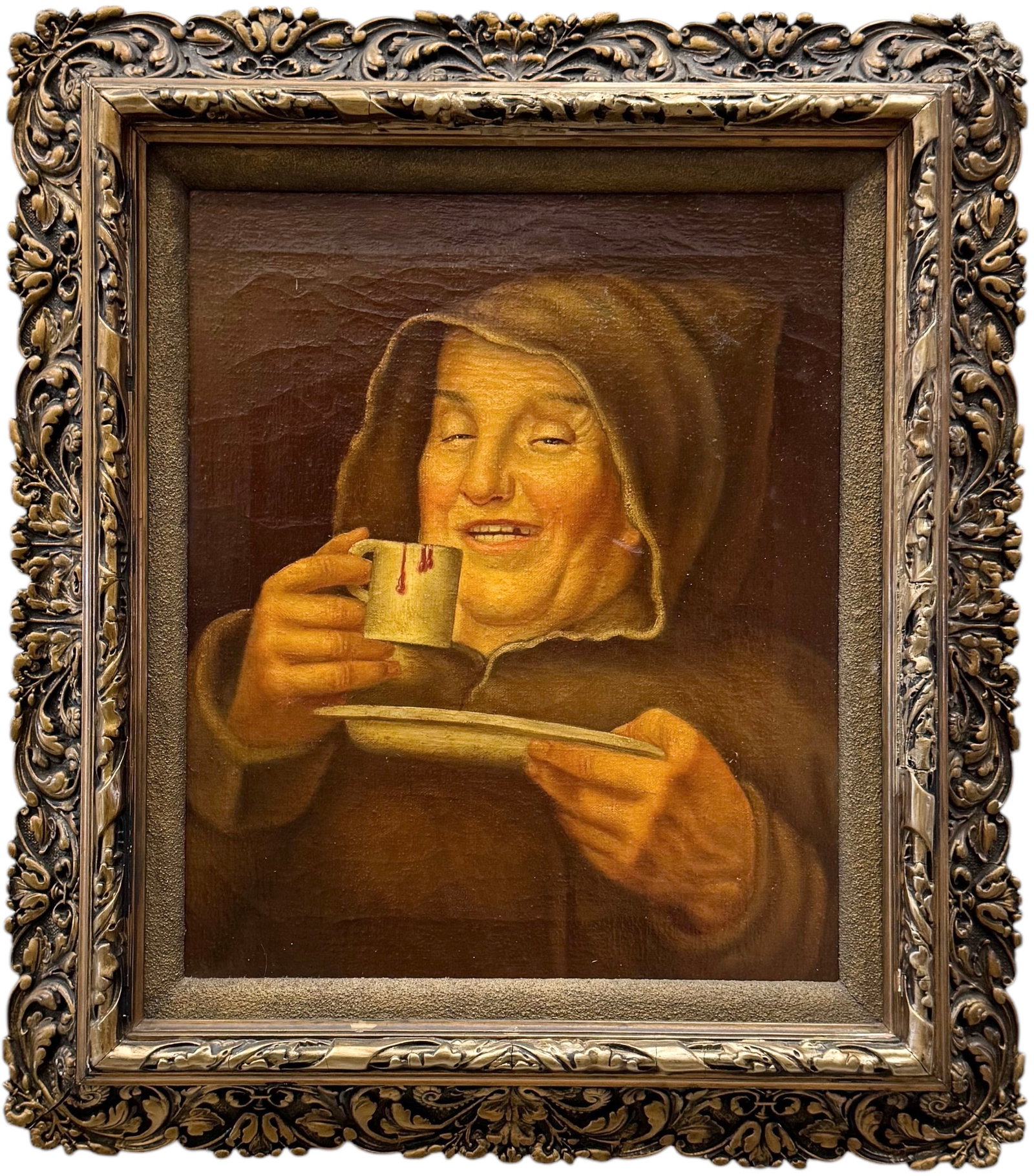 Vintage John Casanova Portrait Oil On Canvas In Beautiful Antique Frame: Oil on canvas 18 1/4 x 15 1/4 in, 25.5 x 22.5 in (framed)