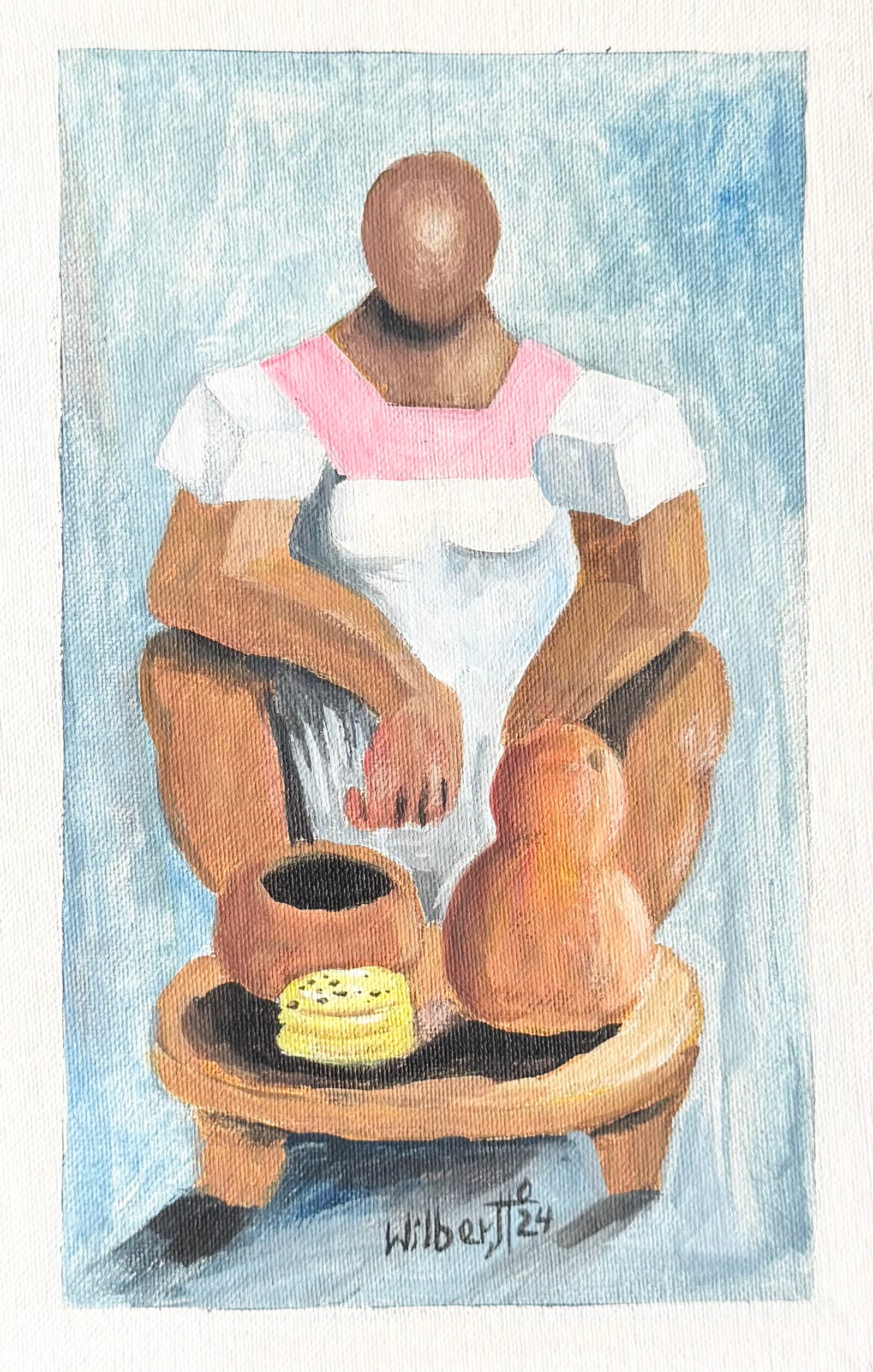 WILBER HERERRA ORTIZ (20th c, Mexico) Cubist: Oil on board 9.5 x 6.5 in