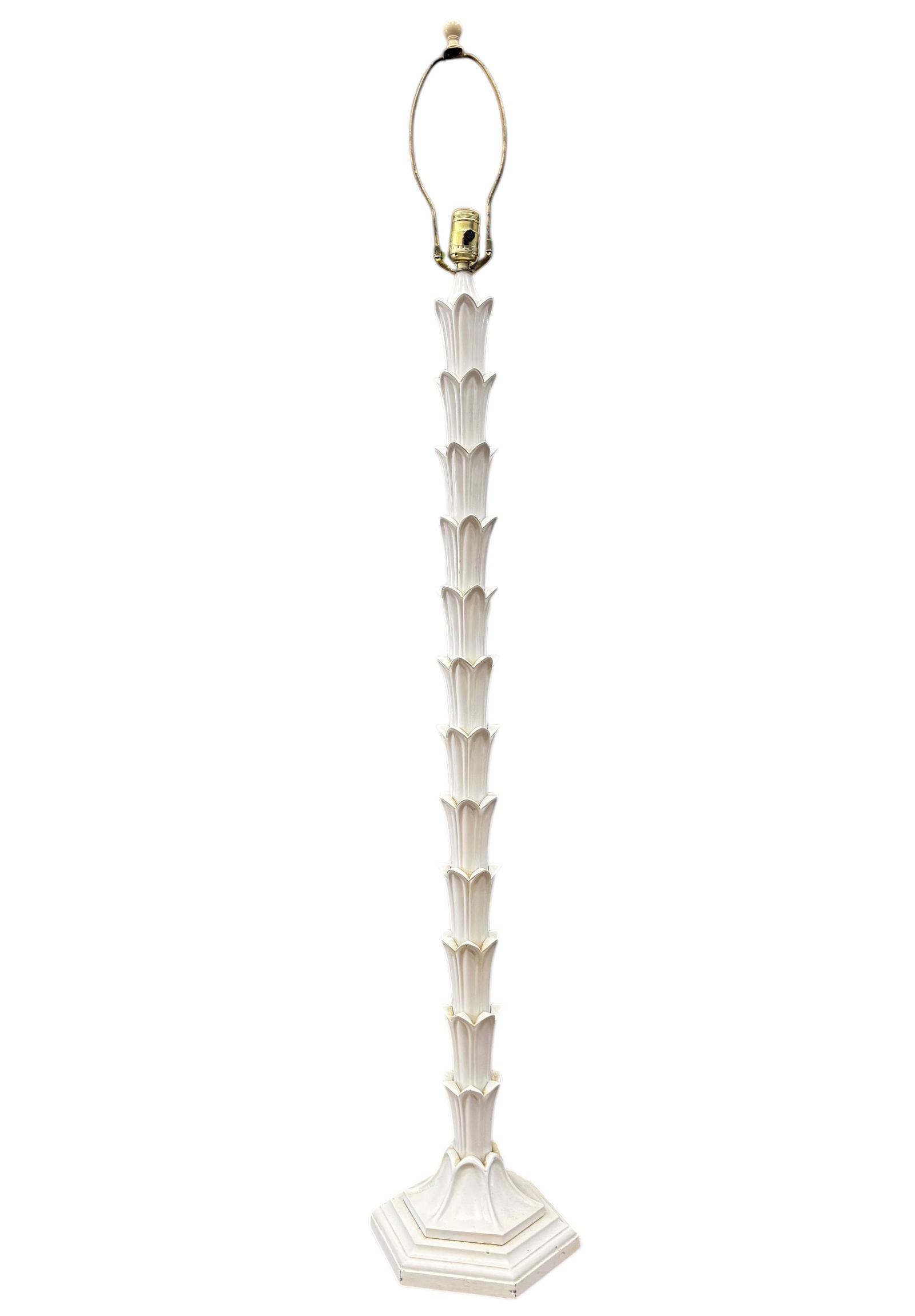 SERGE ROCHE Style Palm Frond Metal Floor Lamp Circa 1970's 54.5" x 8" (1 of 4)