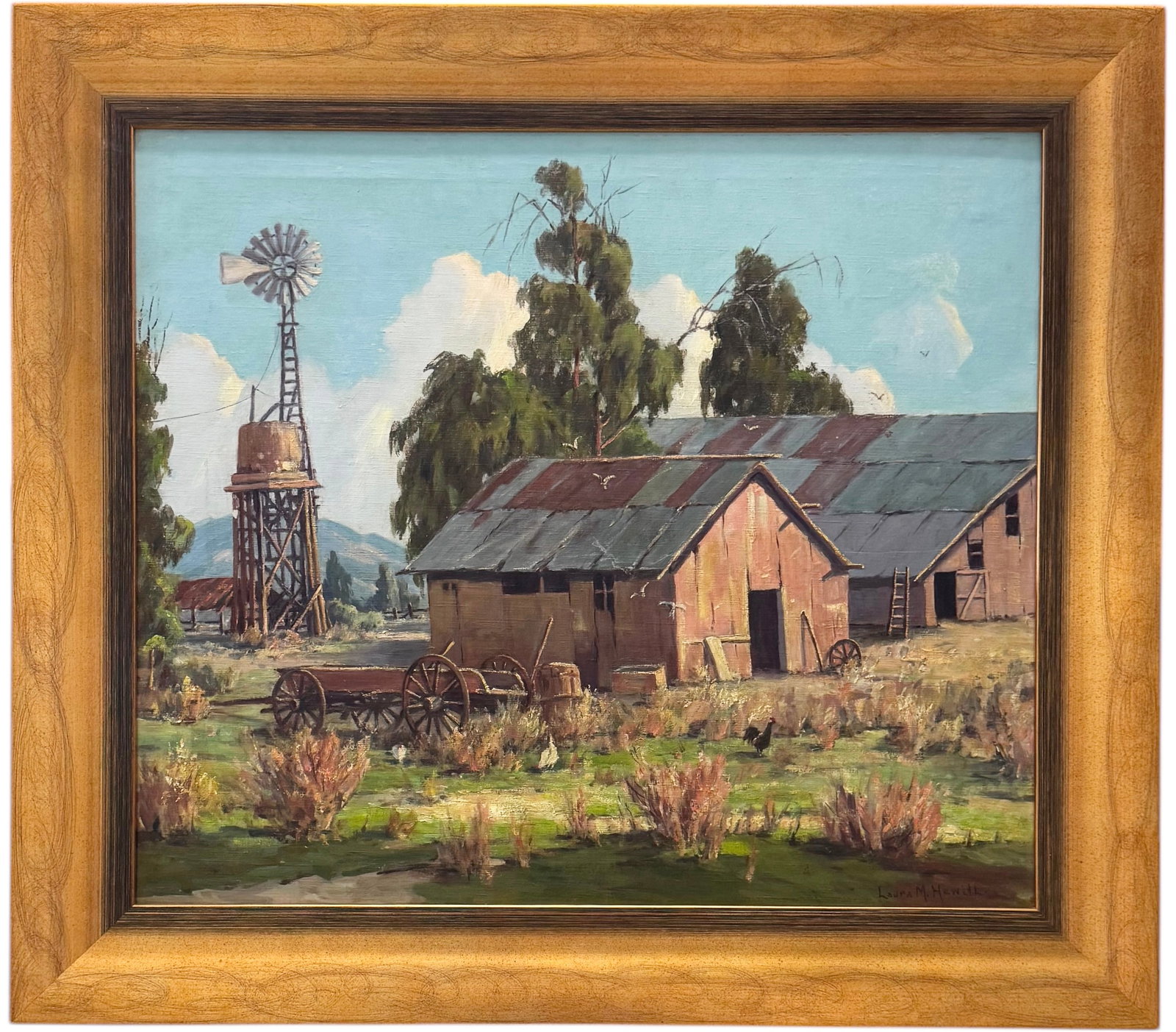 LAURA HEWITT (1897-1978, California) "Rancho Arnaz" Landscape Ventura, CA: Oil on canvas 28 x 24 in, 34.5 x 30.5 in