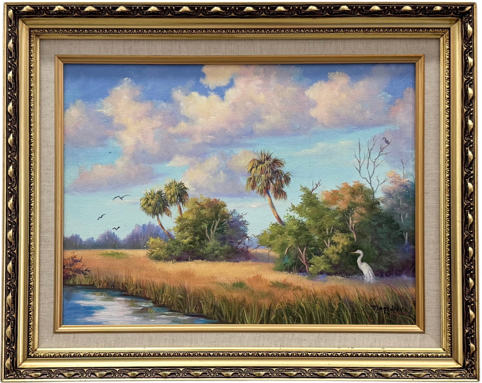MAGI DAY (20th c, American) Florida Artist, Everglades Landscape: Oil on canvas 16 x 12 in, 20 x 16 in (framed)
