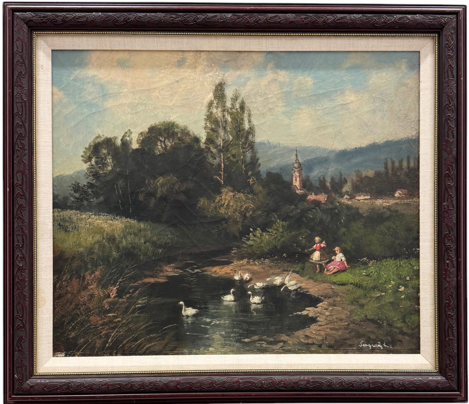 Antal Neogrady, Hungarian Impressionist Impressionist Landscape: Oil on canvas 24 x 20 in, 29.5 x 25.5 in (Framed)