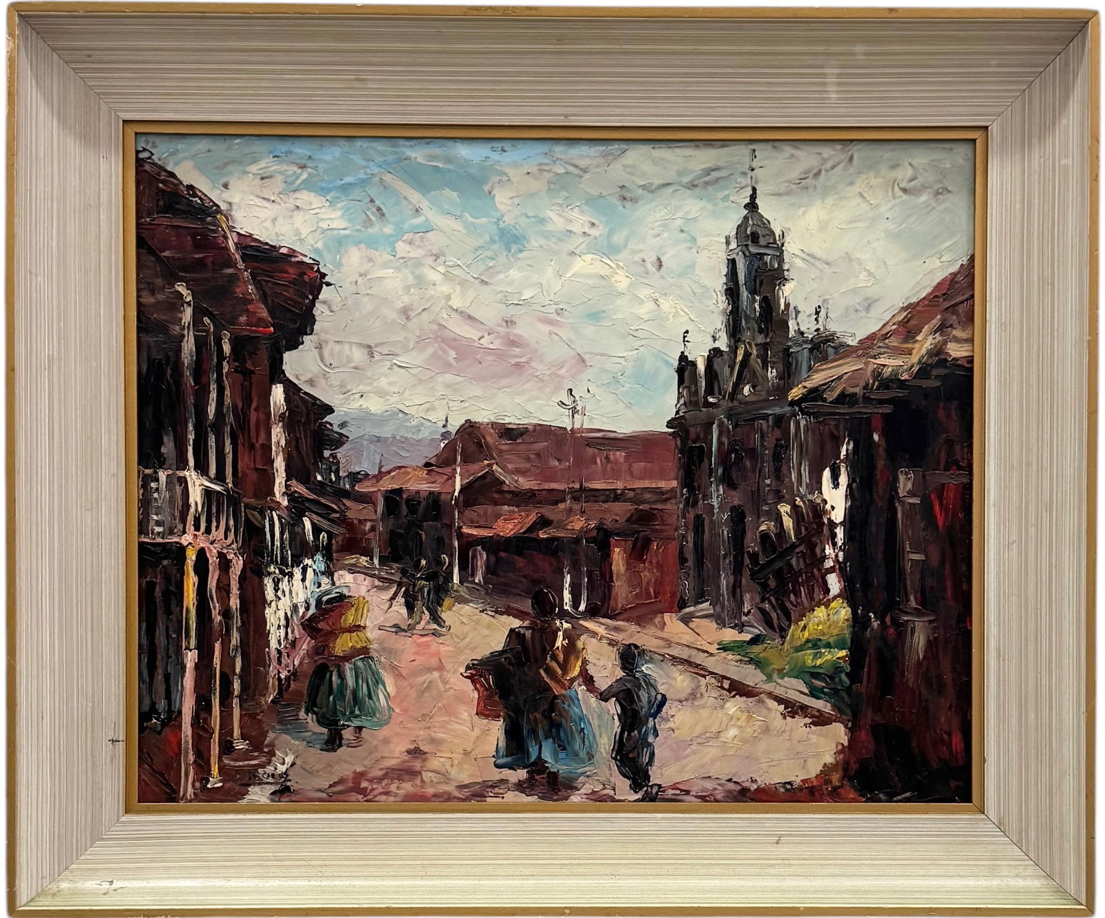 JOSE ROIG (1898-1968, Argentina, Spain) Village Scene: Oil on board 20 x 16 in, 24.5 x 20.5 in (framed)