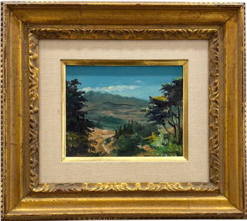 Guatemalan Impressionist Landscape Vista De Santa Catarina Pinula Volcan Pacaya: Great frame. Signed lower right. Oil on canvas 7.5 x 6 in, 14.5 x 12.5 in (framed)
