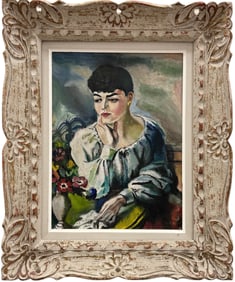 American School Circa 1930's Portrait Of A Woman Signed Illegibly