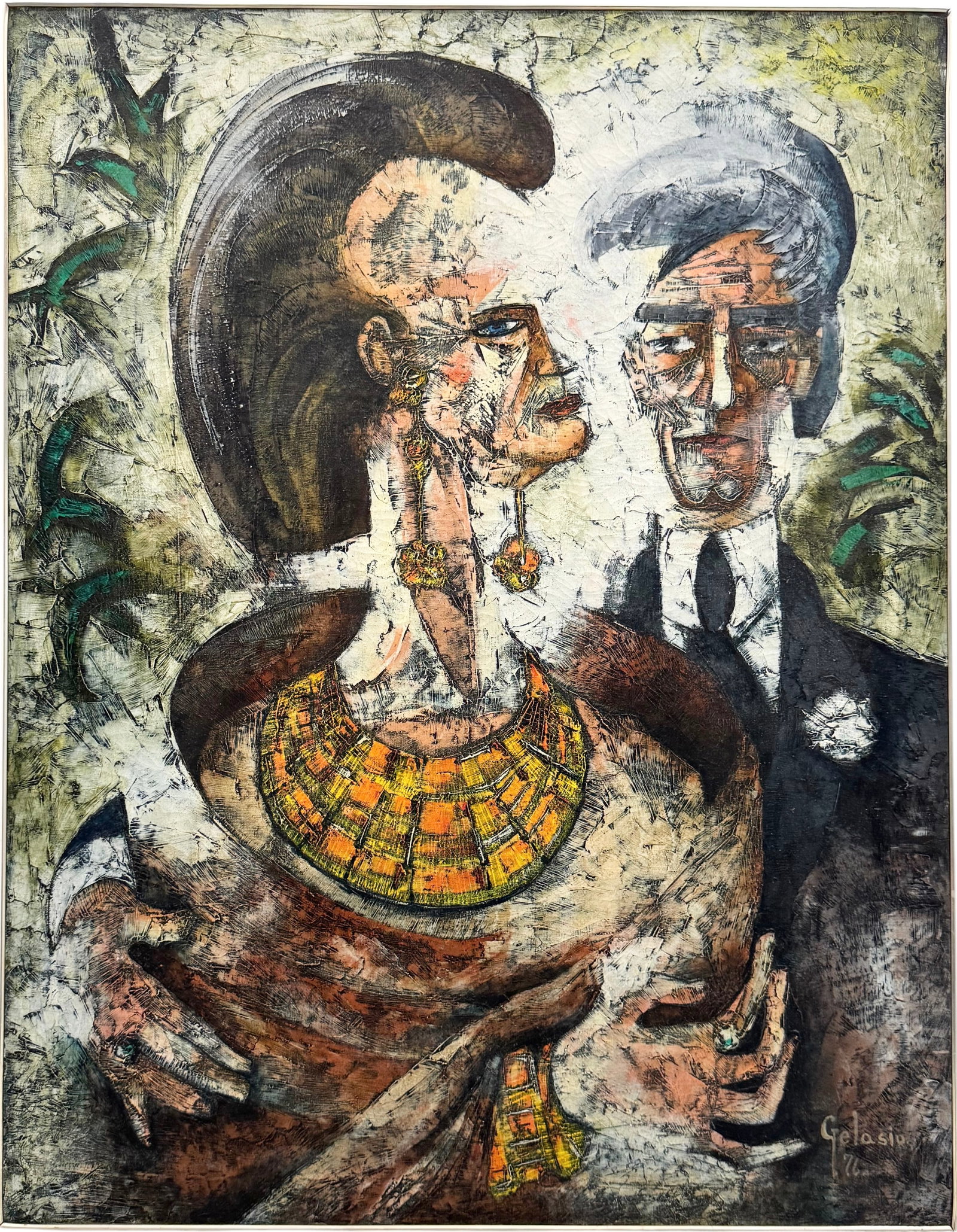 GELASIO GIMENEZ (1923-2018, Cuban) Surrealist: Oil on canvas 35.5 x 27.5 in