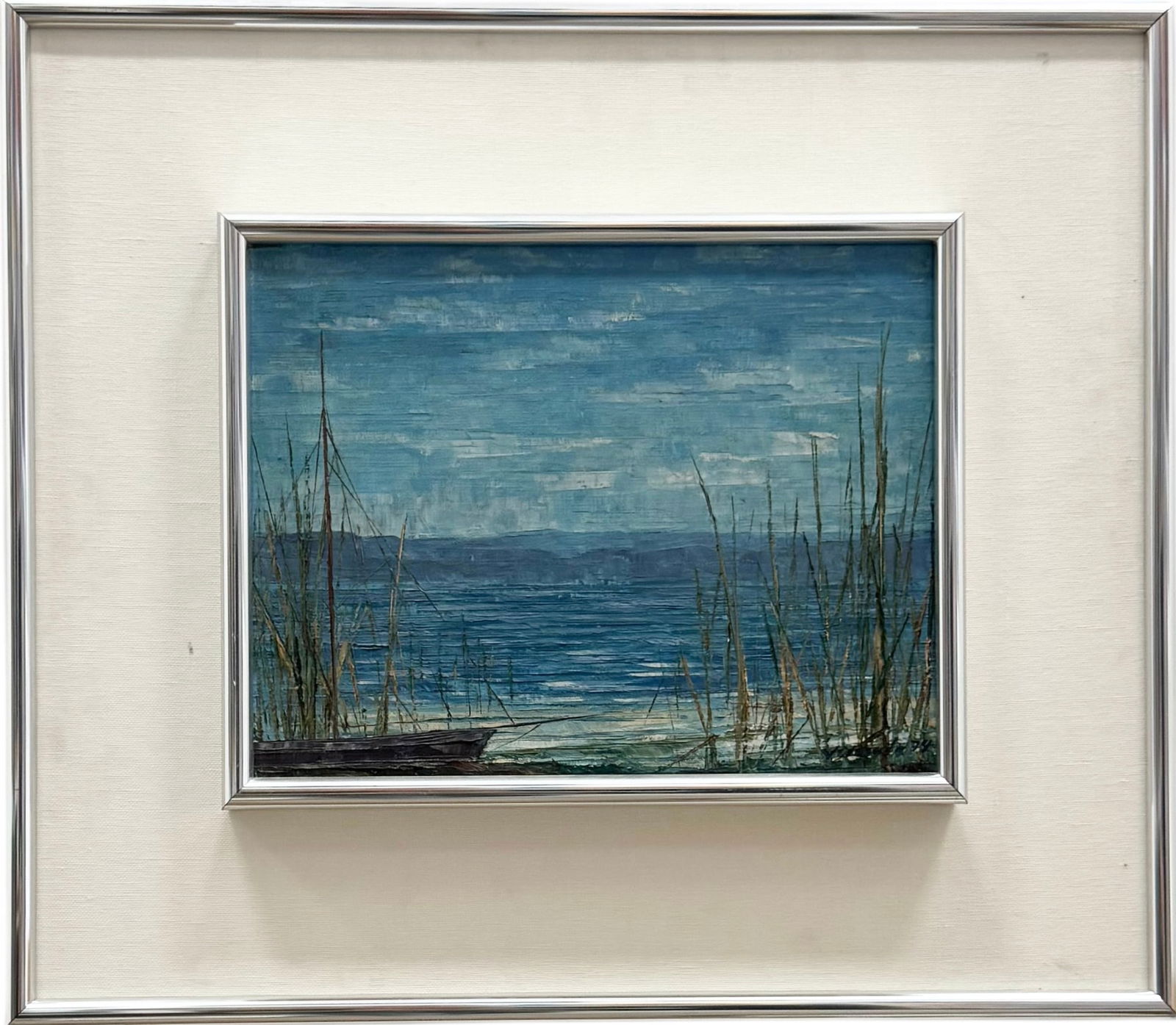 Nicely Framed 1970's Brazilian Beach Landscape Heavy Impasto Illegible Signature (1 of 5)