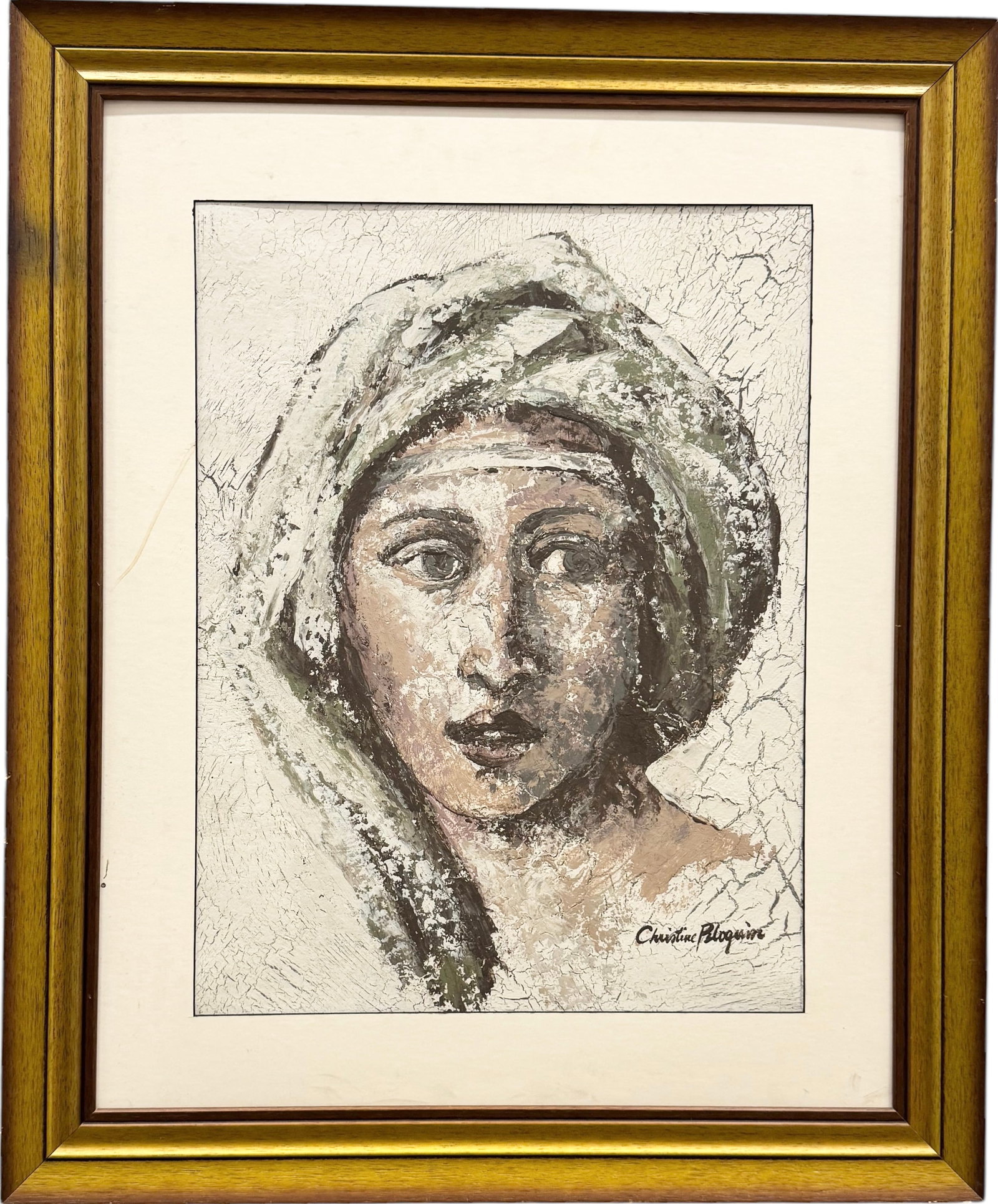 CHRISTINE PELOQUIN (20th c, American) Greco Roman Portrait, Orlando Florida Artist: Oil on board 24 x 18 in, 34 3/4 x 28 3/4 in (framed)